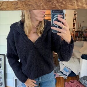 Vince Women's Navy Knit Zip-Front Sweater Jacket